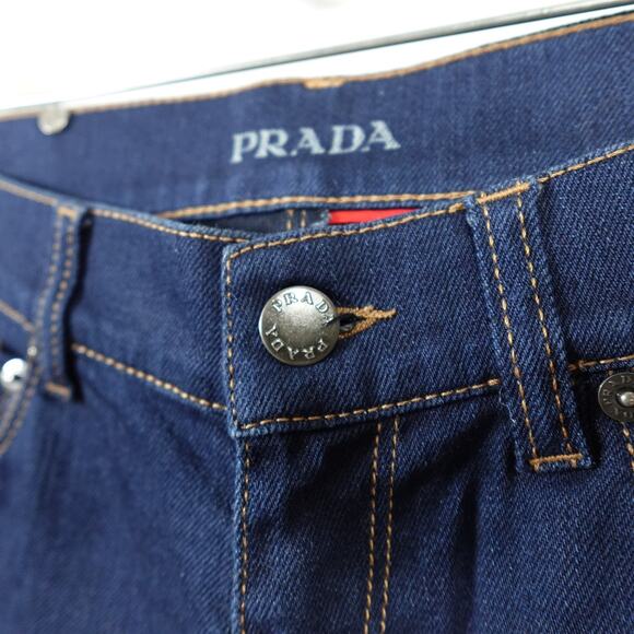 Vintage Y2K Prada Low Rise Regular Fit Straight Bootcut Blue Jeans - Picture 5 of 12